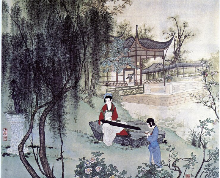 晏少翔1992年〈調琴圖〉。