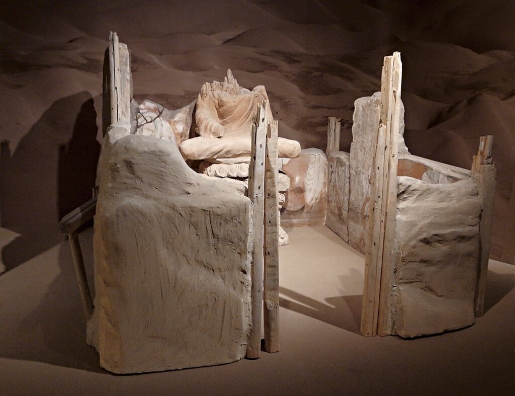 達瑪溝托普魯克墩一號遺址塔寺複製模型。