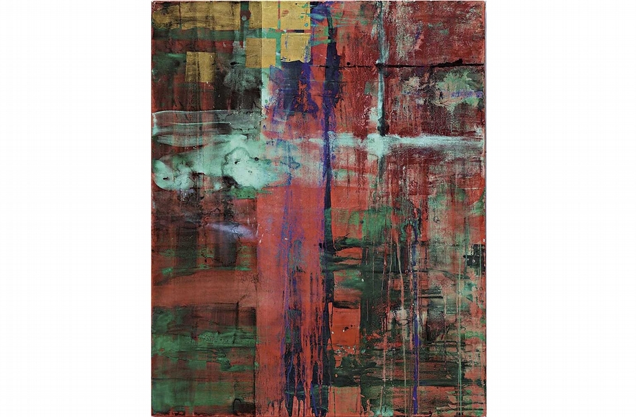 藤村真《恩典時刻》．天然礦物顏料、黃金、雲肌紙、畫布．153×123 cm．1999。「恩典」哲學深深影響藤村真的創作，他於1996年開始恩典系列創作，並於1997年在紐約展出以此為名的個展。