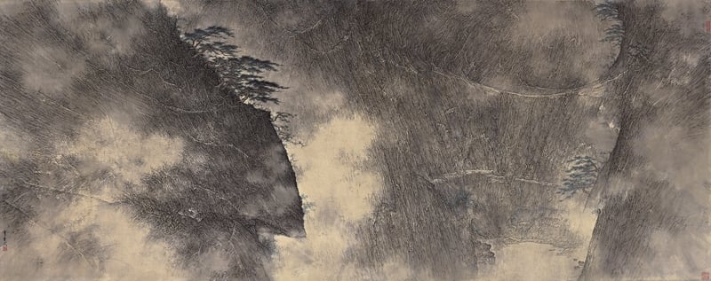 李華弌的紙本設色水墨．110×240 cm。