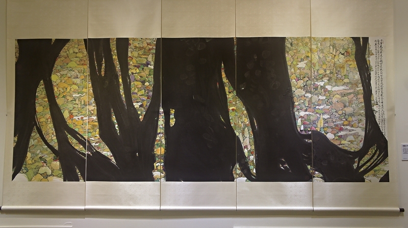 黃光男2012年作〈錦繡山河〉，70×136公分×5。