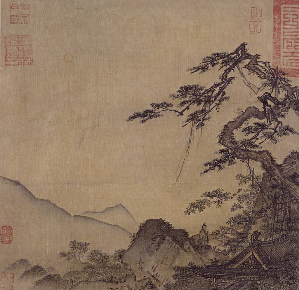 南宋馬麟〈松下高士圖〉，冊頁絹本，紐約大都會博物館藏。