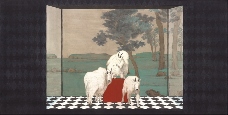 秦艾│三陽開泰 設色紙本 118x235cm 2013