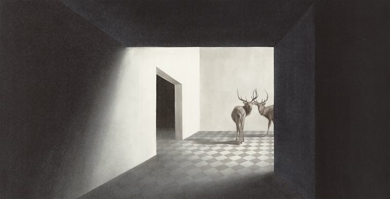 秦艾│間隔 設色紙本 92x180cm 2014