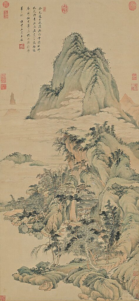 清王鑑1668年〈仿趙孟頫瀟湘白雲圖〉,美國佛利爾美術館藏。