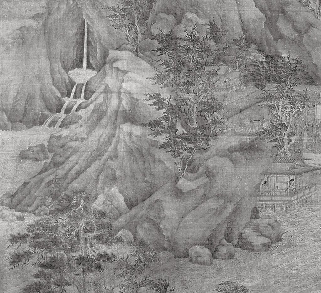 (傳)五代董源〈溪岸圖〉局部。