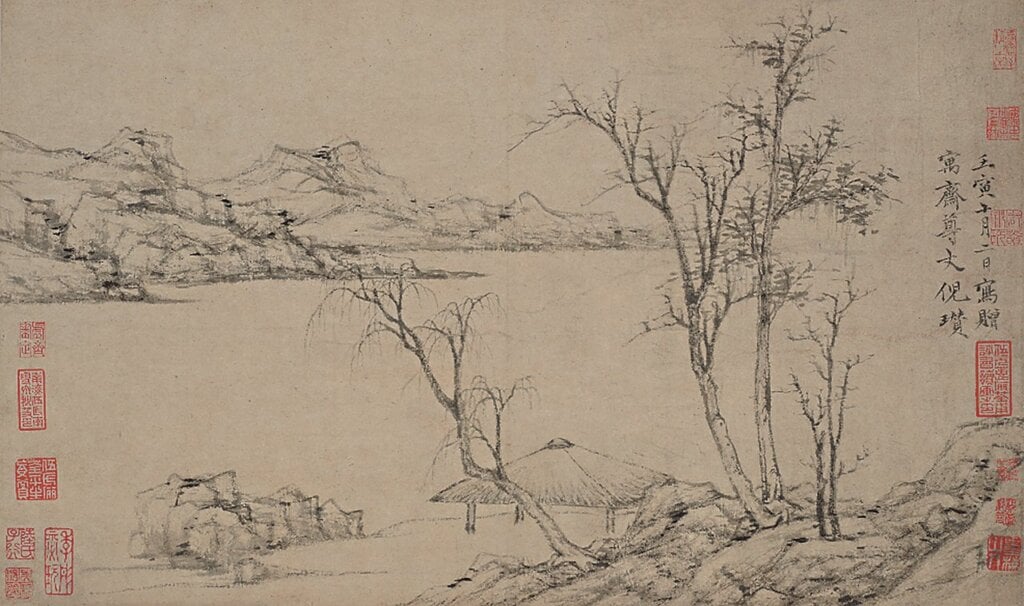 清初〈疏林圖〉,美國佛利爾美術館藏。