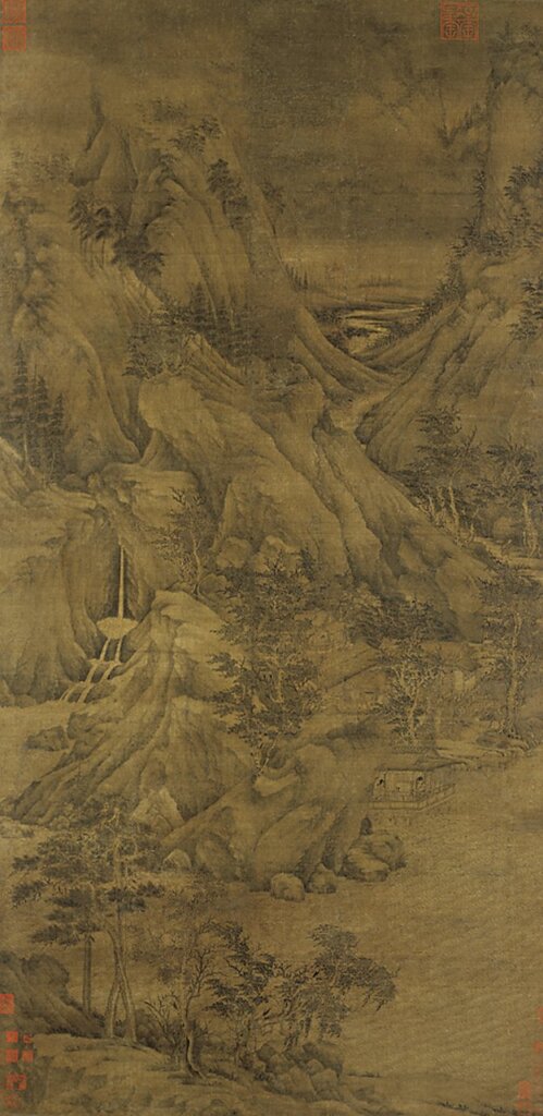傳五代董元〈溪岸圖〉，美國大都會博物館藏。
