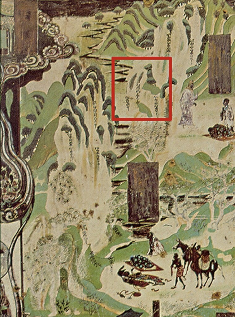 敦煌莫高窟217窟法華經變〈化城喻品〉局部。