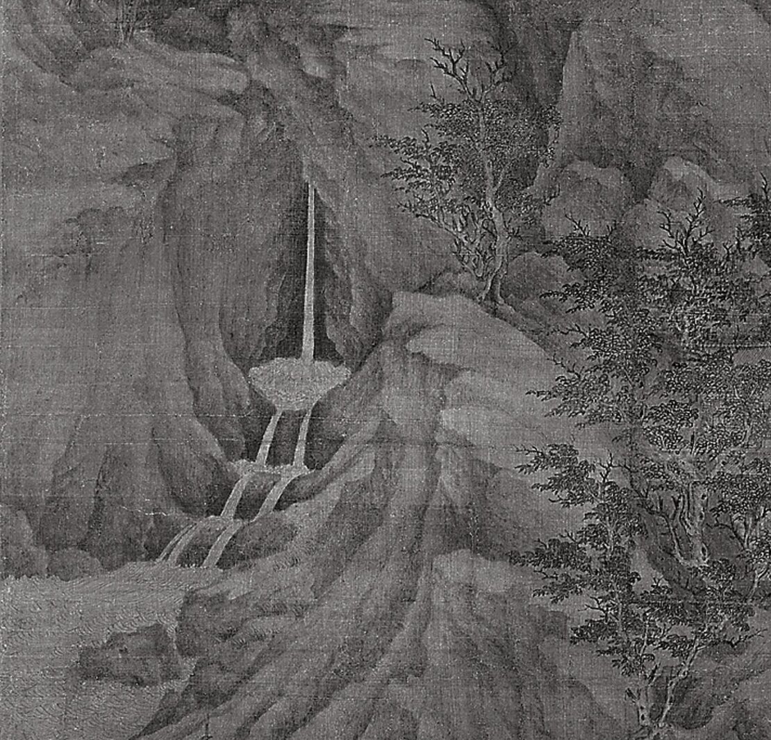 (傳)五代董源〈溪岸圖〉局部。