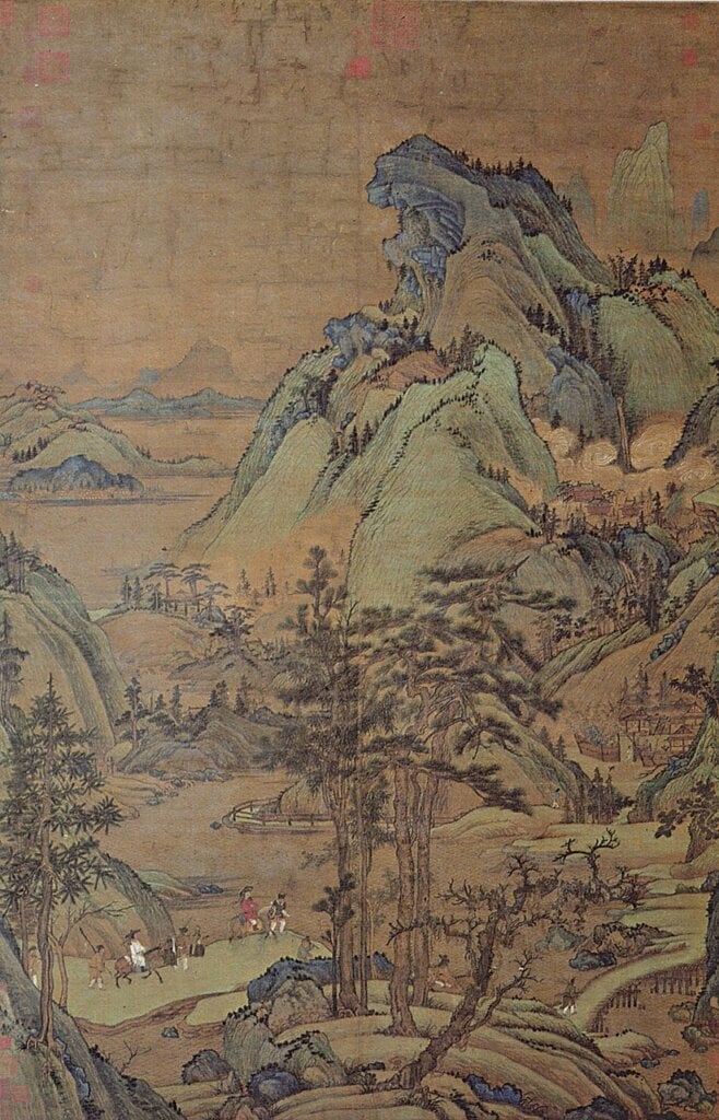 (傳)董源〈江堤晚景圖〉,台北故宮博物院藏。