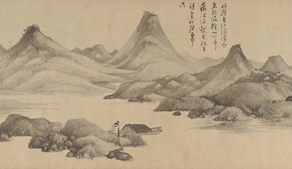 元吳鎮約1341年〈漁父圖〉局部,美國佛利爾美術館藏。