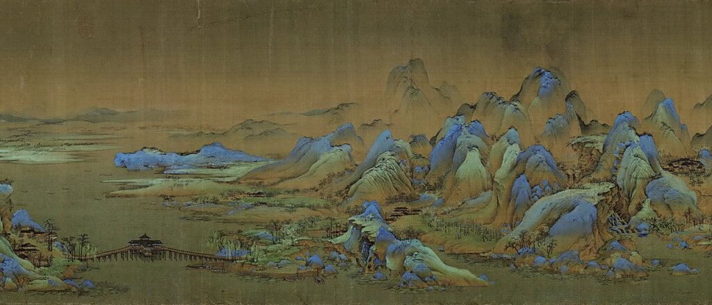 北宋王希孟〈千里江山圖〉局部,北京故宮博物院藏。