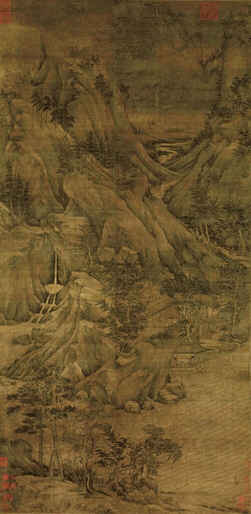 (傳)五代董源〈溪岸圖〉,美國紐約大都會博物館藏。