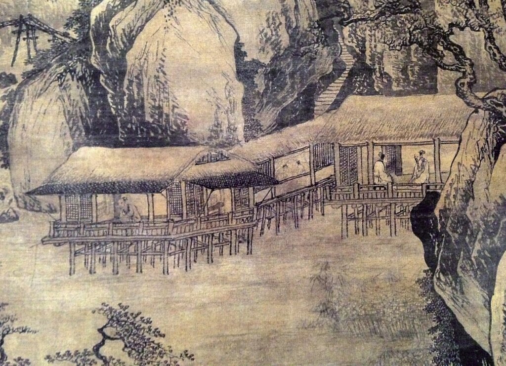 唐寅〈高山奇樹圖〉，局部。