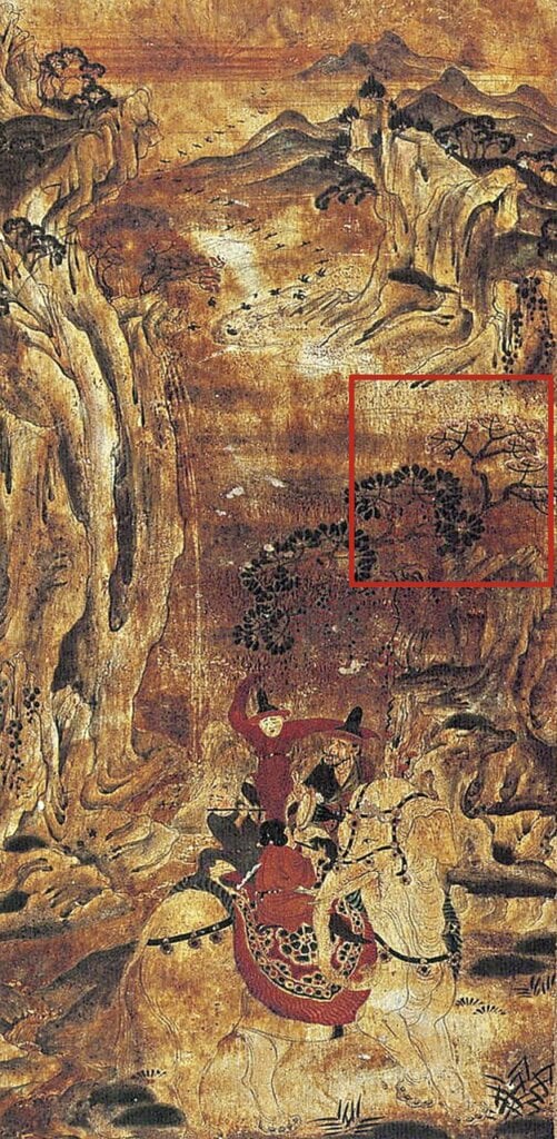 唐代〈騎象奏樂圖〉局部,日本正倉院藏。