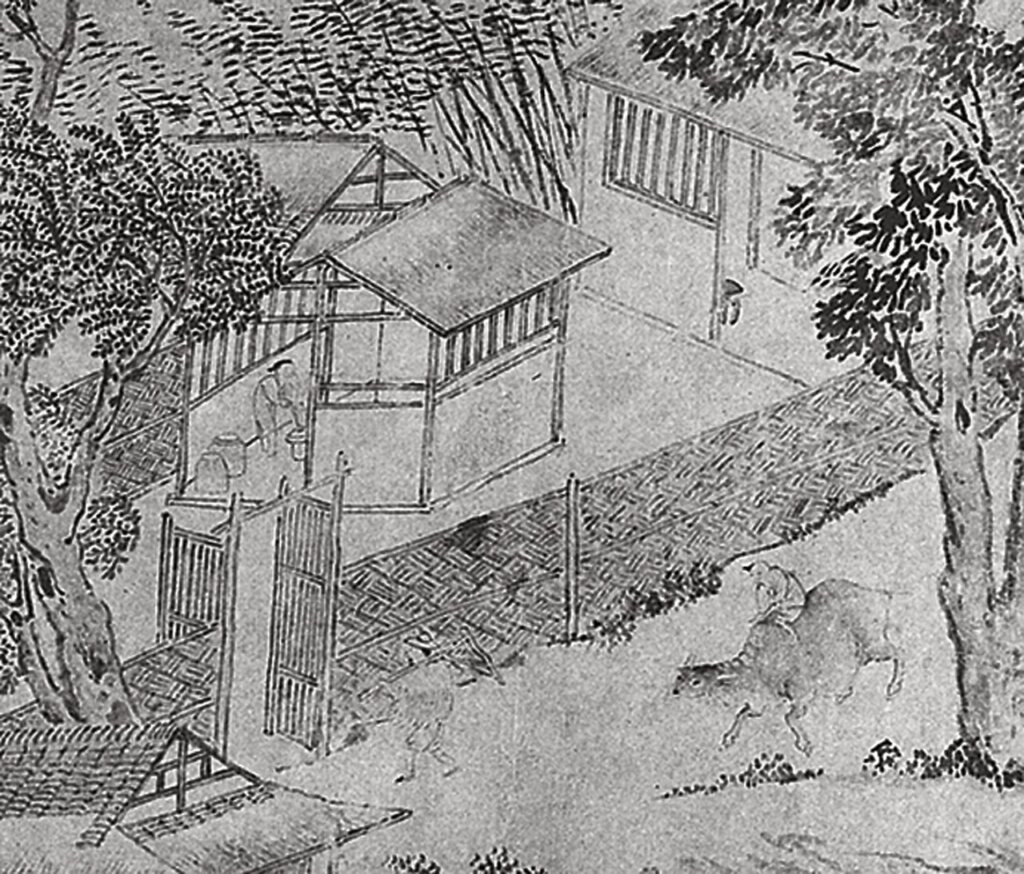 唐寅款〈江山驟雨〉局部之二。