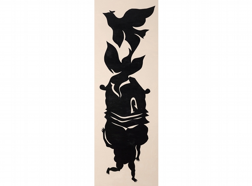 吳耿禎｜黑剪紙No.5－畫布系列 壓克力顏料、畫布拼貼、畫布 220x85x3.5cm 2015 尊彩藝術中心提供