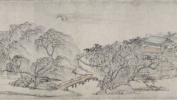 柳如是1643年作〈月堤煙柳圖〉，北京故宮藏。