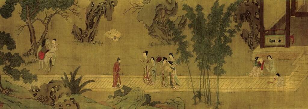 〈若蘭璇璣圖〉四段敘事畫（二）遣使寄錦。莫斯科東方藝術博物館藏。