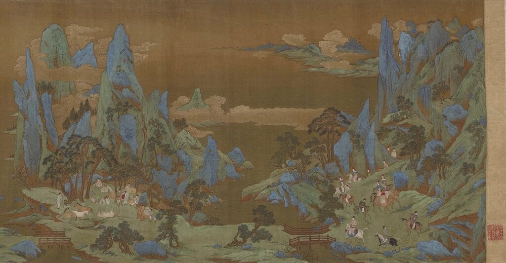 16至17世紀中國仇英風格〈蜀道圖〉手卷。