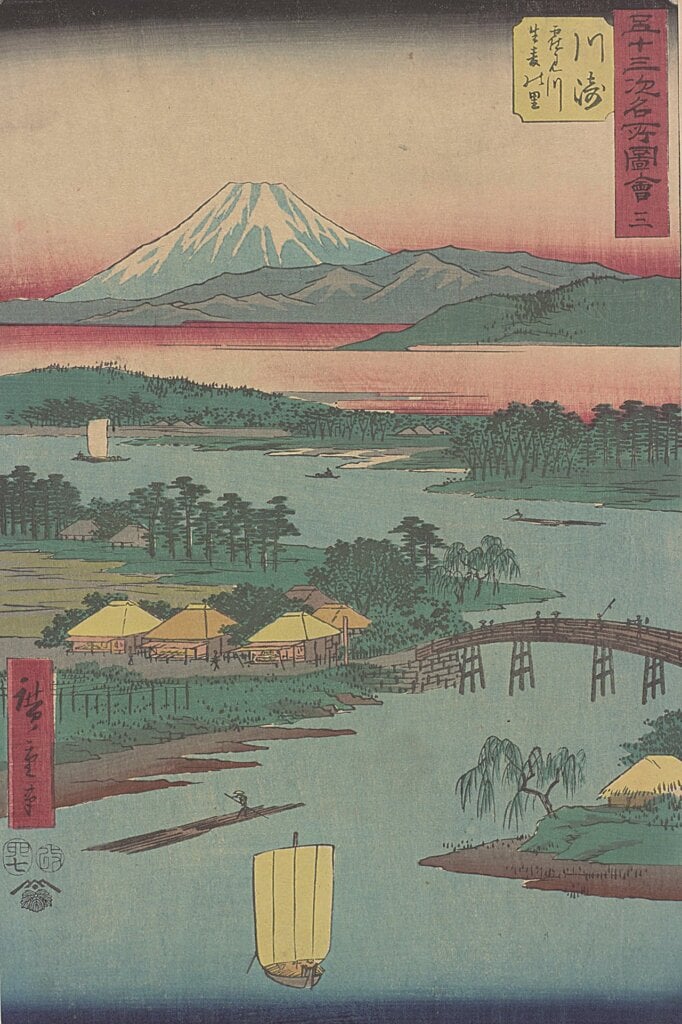 1855年日本歌川廣重〈五十三次名所圖會〉之一。