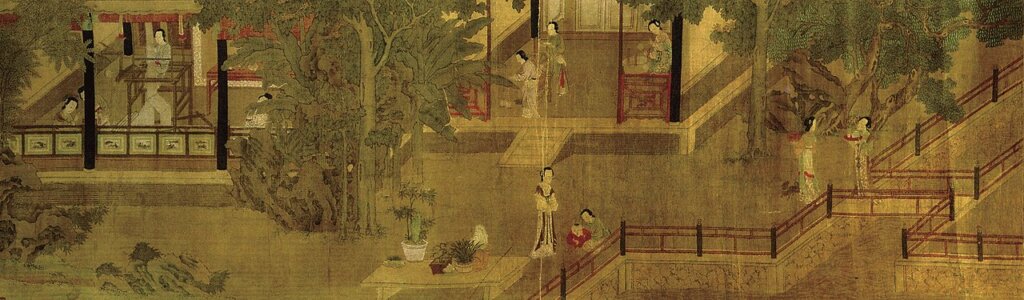 〈若蘭璇璣圖〉四段敘事畫（一）蘇若蘭織錦。莫斯科東方藝術博物館藏。