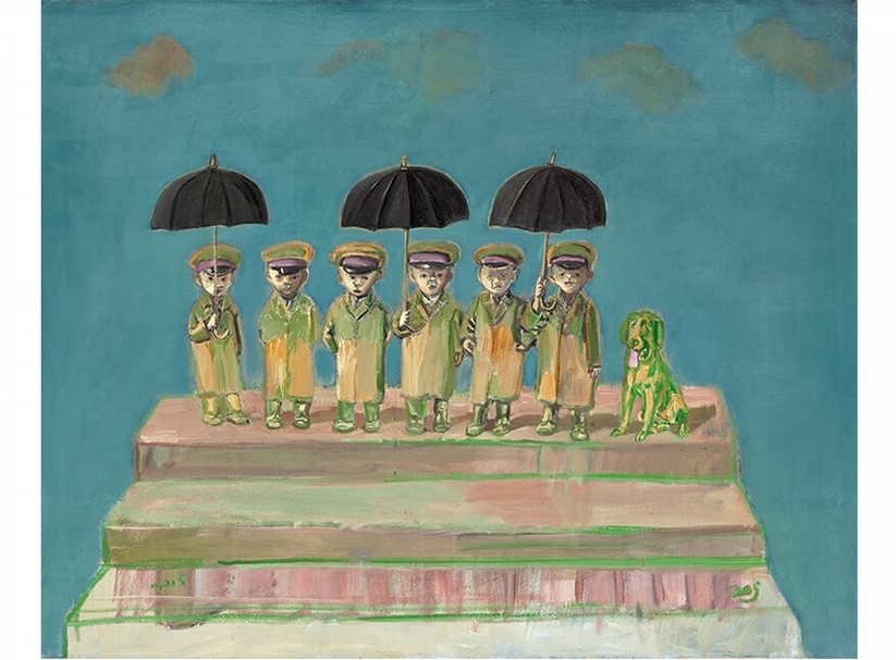 WorldPlay: Black Umbrellas 《世像：黑傘》 2015 二零一五年作 Oil on Canvas 油彩 畫布 130 x 161.5 cm