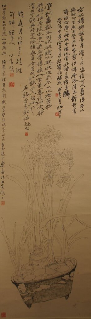 吳學讓1981年作〈梅花水仙〉，80×60公分。