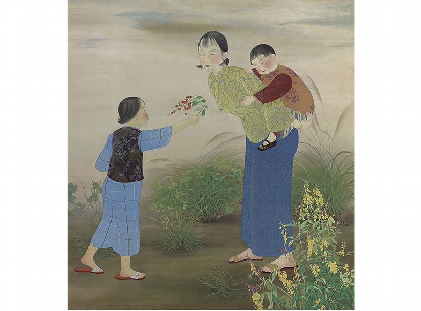 陳進1934年作〈野邊〉，膠彩絹本，186×176公分。