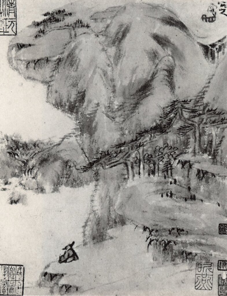 八大山人〈渴筆山水冊〉第二開，美國大都會博物館藏。