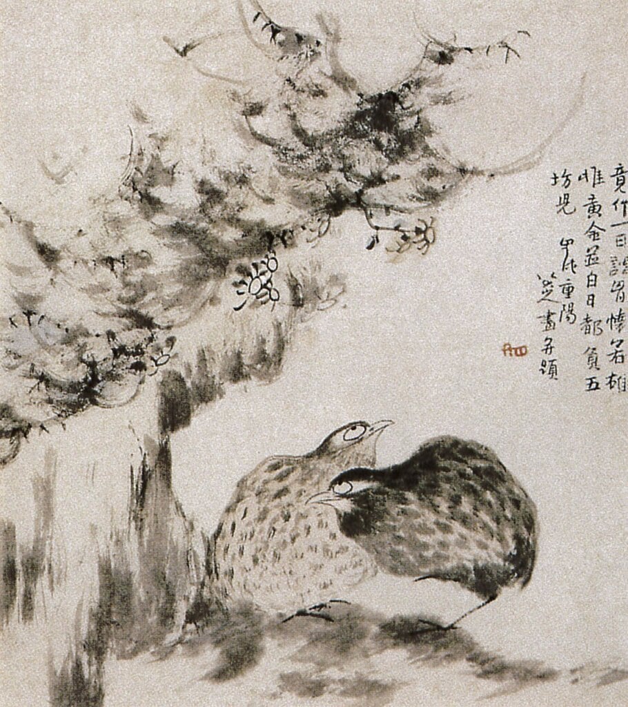 八大山人1693年作〈花鳥卷〉，局部，鎮江博物館藏。