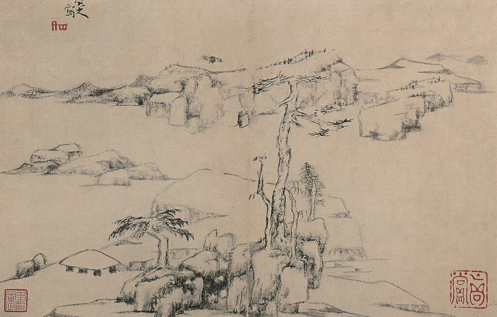 八大山人〈山水冊〉第九開，北京故宮博物院藏。