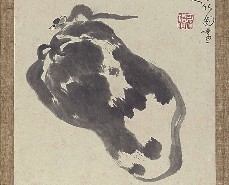 〈瓜鼠〉，出自八大山人〈安晚冊〉。