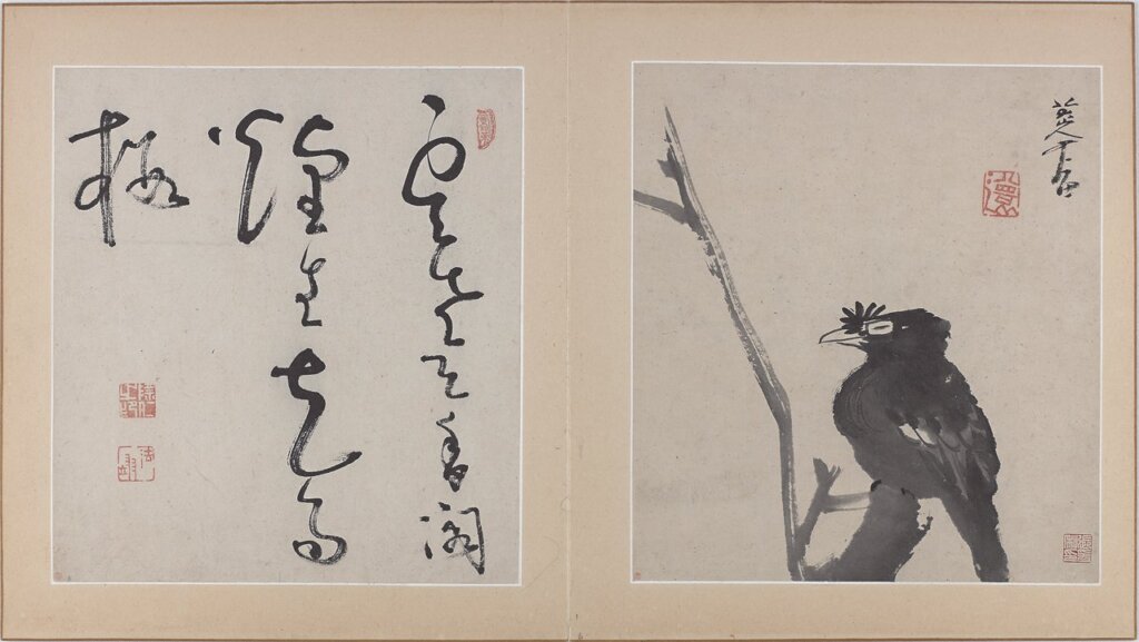 八大山人1688～1689年作〈花鳥蟲魚圖〉，11頁之一，水墨紙本冊頁，弗利爾美術館藏。