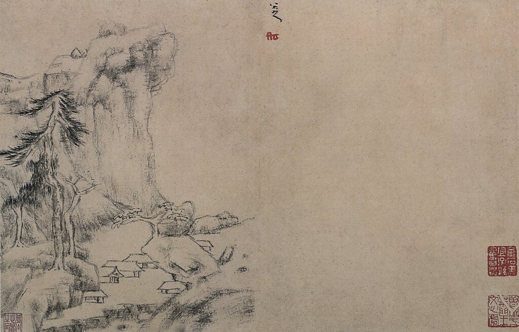 八大山人〈山水冊〉第二開，北京故宮博物院藏。