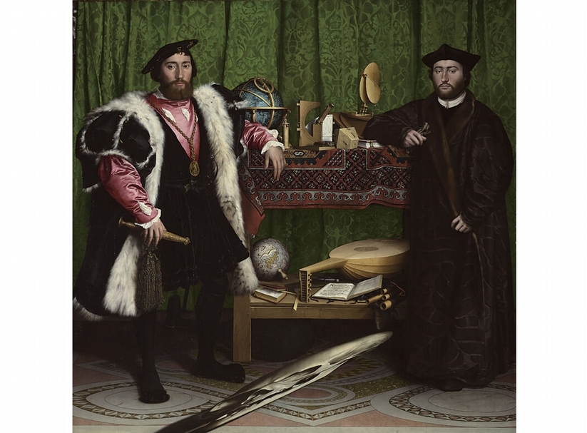 Hans Holbein the Younger《使節》（Jean de Dinteville and Georges de Selve('The Ambassadors')）．1533。©The National Gallery, London
