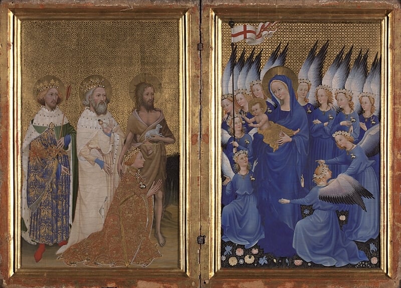 English or French (?)《威爾敦雙聯畫》（The Wilton Diptych）．約1395-9。©The National Gallery, London