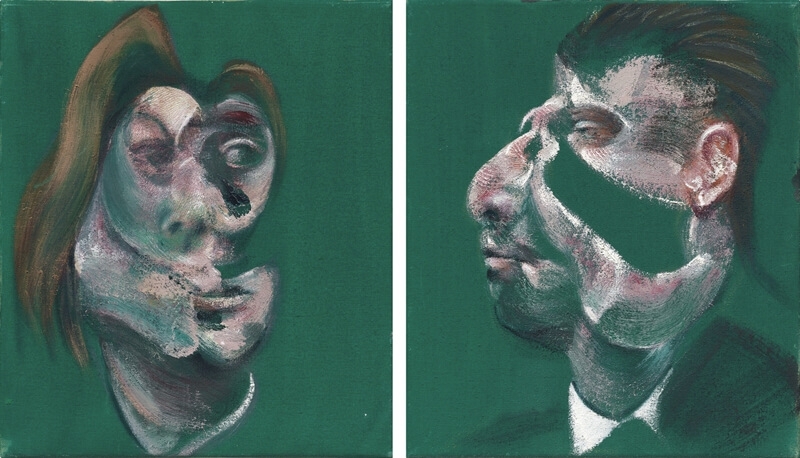 培根生命中最重要的兩位密友（Study for Head of Isabel Rawsthrone and George Dyer）的雙畫像，當晚在佳士得以最高價賣出。