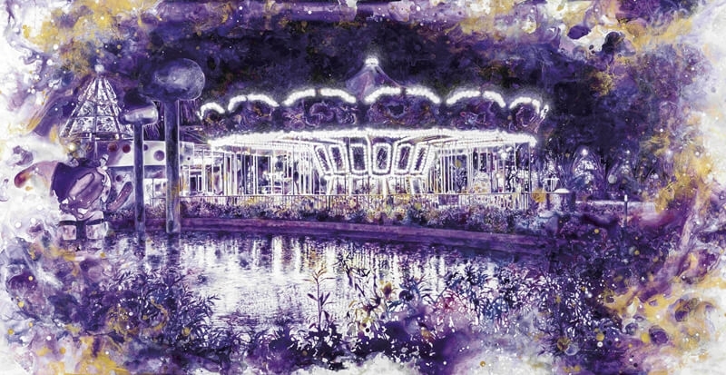 林葆靈｜旋轉木馬 墨、壓克力／製圖膠片 I89x172cm 2015 索卡藝術中心提供