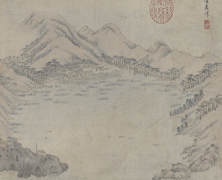 明張宏〈包山十景〉之〈消夏灣〉，國立故宮博物院藏。