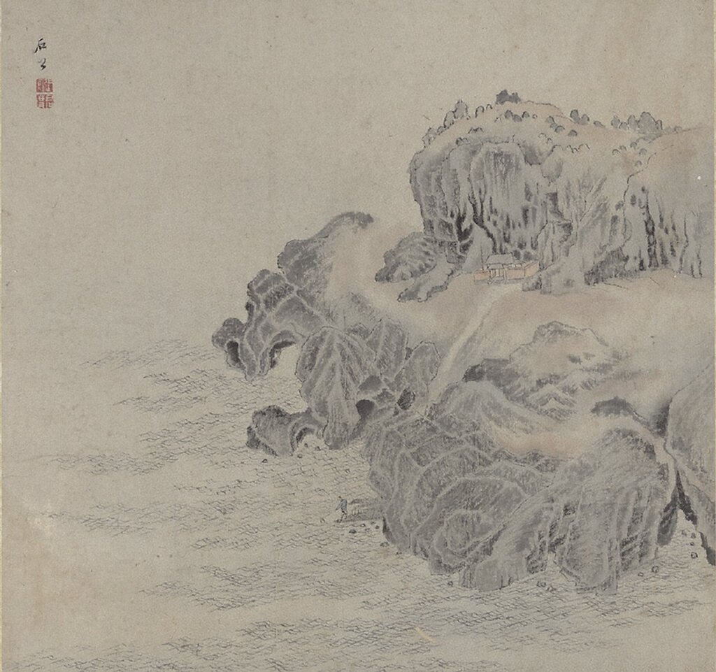 明張宏〈包山十景〉之〈石公〉，國立故宮博物院藏。