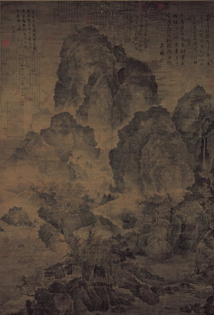 宋范寬〈臨流獨坐圖〉，國立故宮博物院藏。