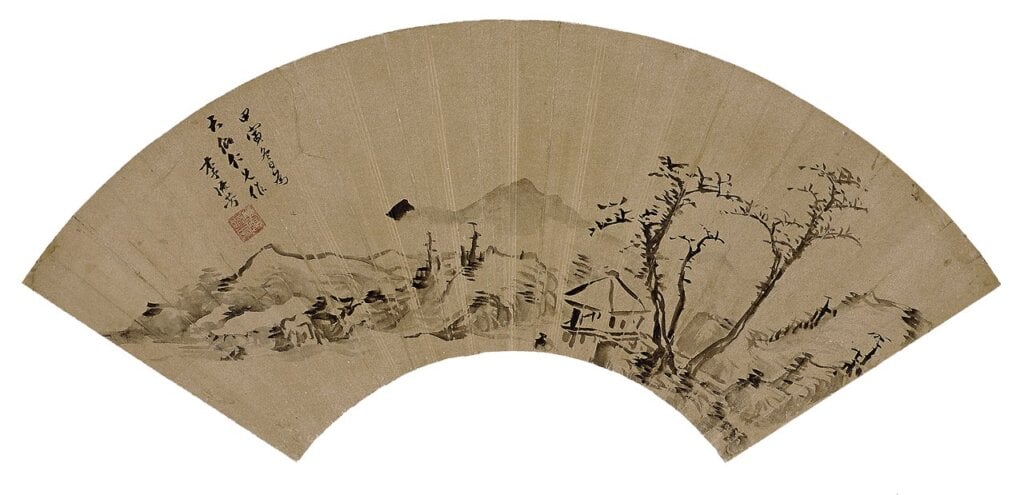 明代李流芳1614年作〈山水圖〉扇面，柏林國家博物館亞洲藝術館藏。