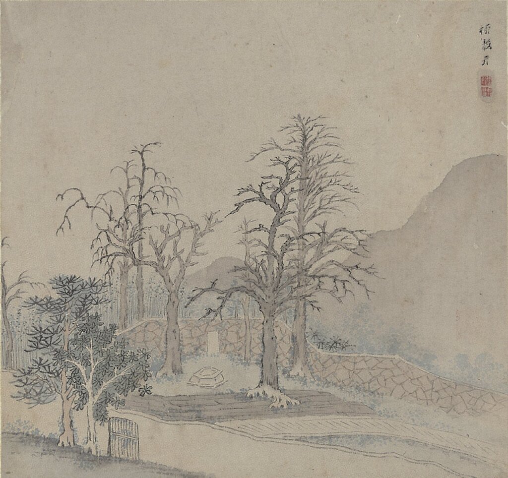 明張宏〈包山十景〉之〈柳毅井〉，國立故宮博物院藏。