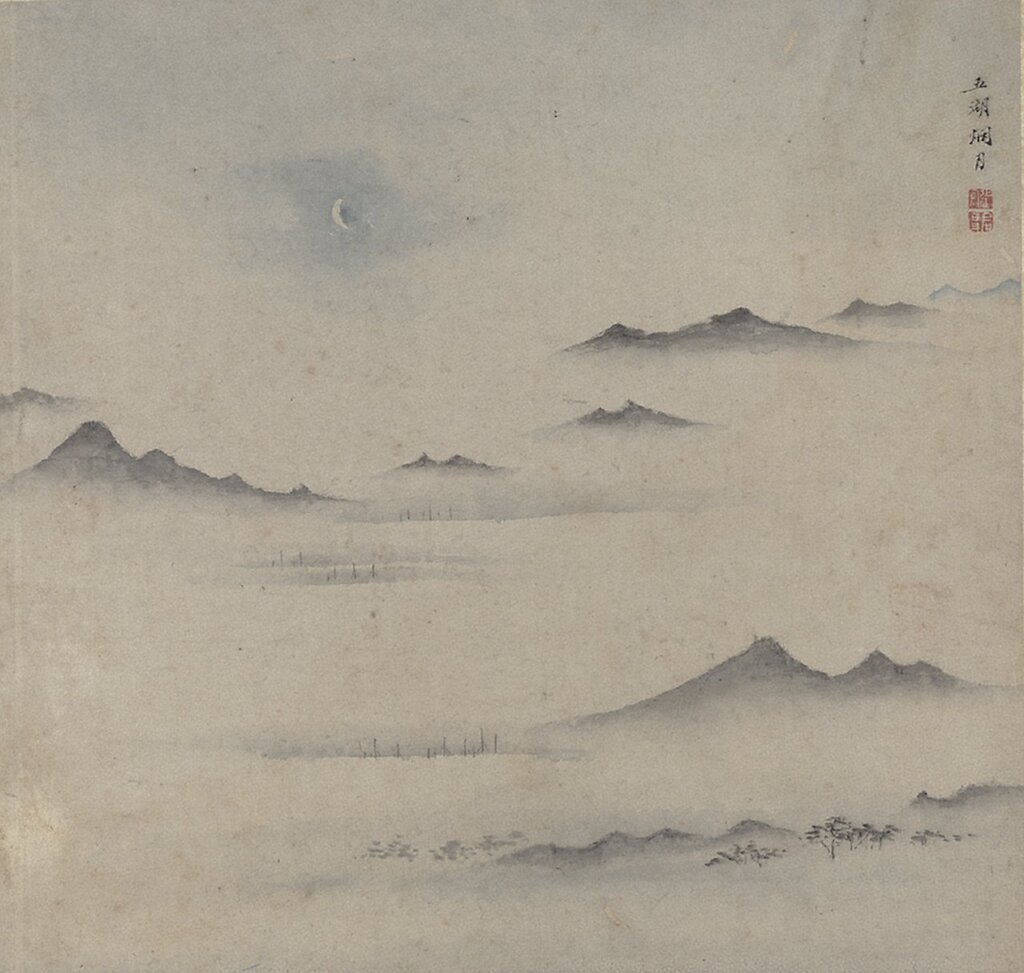 明張宏〈包山十景〉之〈五湖烟月〉，國立故宮博物院藏。