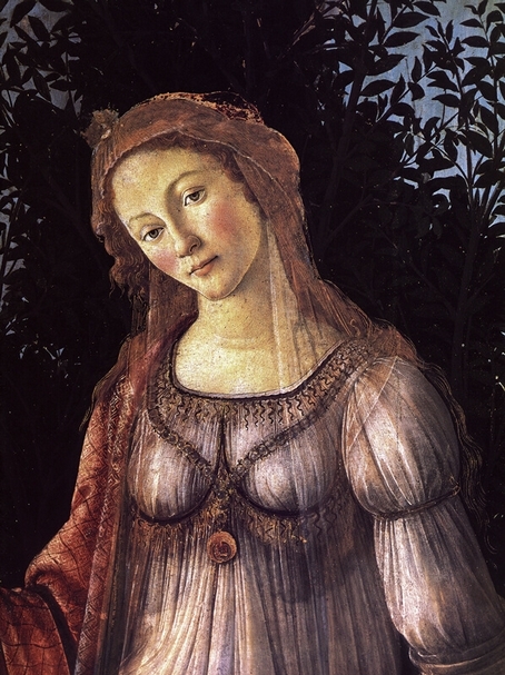 玻提切里《春》局部 約1482 卵彩、木板 義大利佛羅倫斯烏菲吉藝廊(Galleria degli Uffizi)