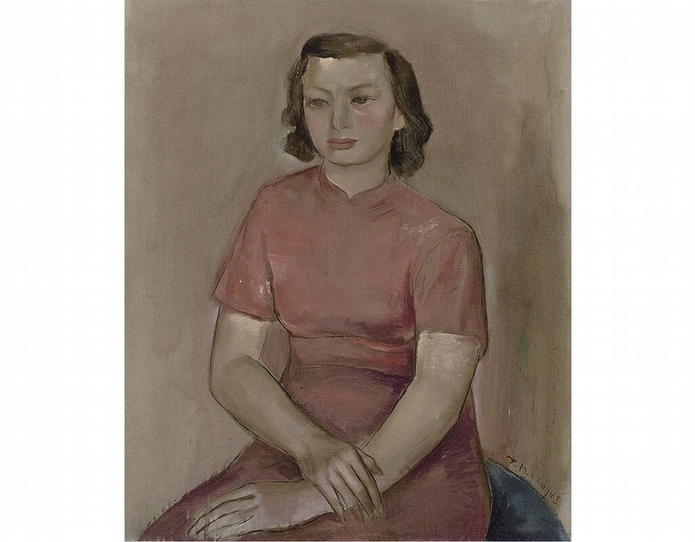 趙無極《粉紅小姐》．油彩畫布． 65.2×54 cm．1948。估價600萬至1千萬港元。圖｜香港蘇富比