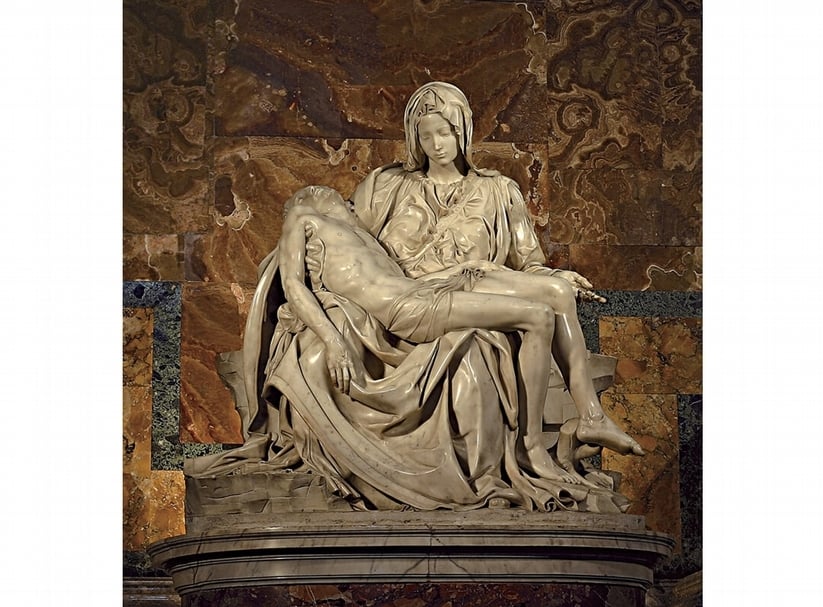米開朗基羅，梵蒂岡《聖殤》，1499，大理石，174×195 cm，梵蒂岡聖彼得宗座聖殿。