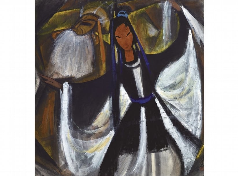 林風眠《京劇人物》．紙本設色．66.5×64.5cm。